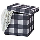 Alternate image 6 for Bee &amp; Willow&trade; Linen Upholstered Plaid Ottoman in Black