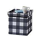 Alternate image 5 for Bee &amp; Willow&trade; Linen Upholstered Plaid Ottoman in Black