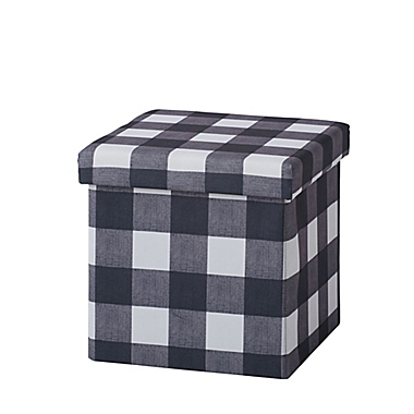 Bee &amp; Willow&trade; Linen Upholstered Plaid Ottoman. View a larger version of this product image.