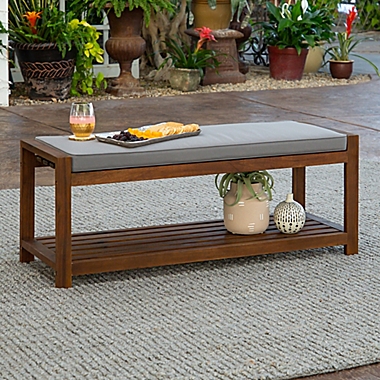 Forest Gate Arvada Acacia Wood Outdoor Bench in Grey. View a larger version of this product image.