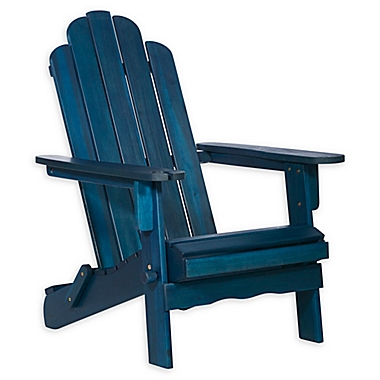 Forest Gate Arvada Acacia Outdoor Folding Adirondack Chair in Navy. View a larger version of this product image.