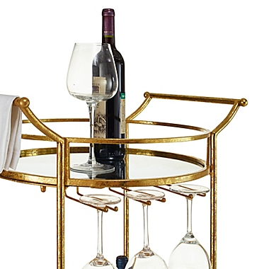 Teague Round Metal Bar Cart in Gold. View a larger version of this product image.