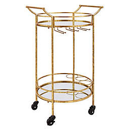 Teague Round Metal Bar Cart in Gold