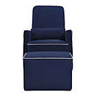 Alternate image 1 for DaVinci Olive Upholstered Swivel Glider with Ottoman in Navy/Grey