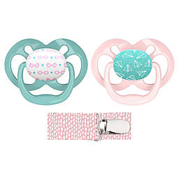 Dr. Brown's® Advantage 2-Pack Stage 2 Pacifiers with Clip in Pink