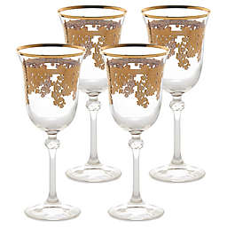 Lorren Home Trends Lorenzo Red Wine Glasses in Gold (Set of 4)
