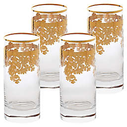 Lorren Home Trends Lorenzo Highball Glasses in Gold (Set of 4)