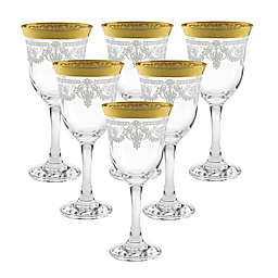 Lorren Home Trends Lorenzo Stencil Red Wine Glasses in Gold (Set of 6)