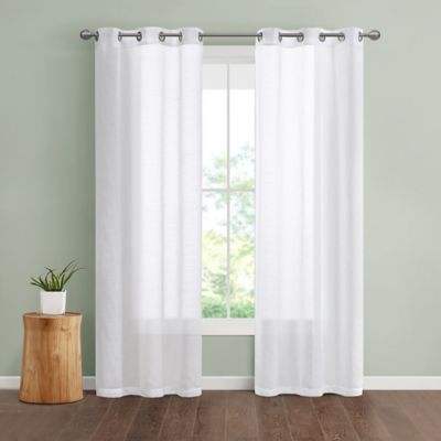 Simply Essential&trade; Lora 84-Inch Grommet Sheer Window Curtain Panels in White (Set of 2)