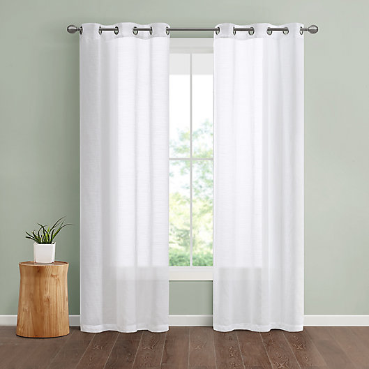 Alternate image 1 for Simply Essential™ Lora 84-Inch Grommet Sheer Window Curtain Panels in White (Set of 2)
