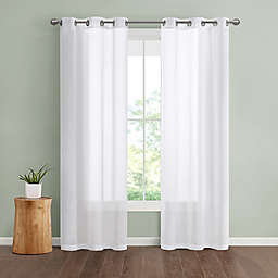 Simply Essential™ Lora 95-Inch Grommet Sheer Window Curtain Panels in White (Set of 2)
