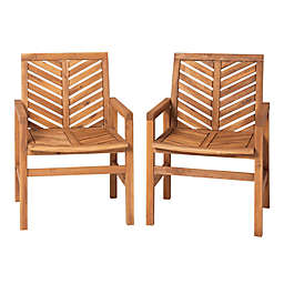 Forest Gate Olive Acacia Wood Outdoor Chairs in Brown (Set of 2)