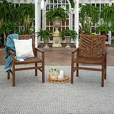 Forest Gate Olive Acacia Wood Outdoor Chairs in Dark Brown (Set of 2). View a larger version of this product image.