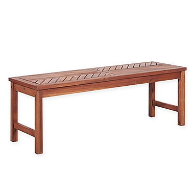 Forest Gate Olive Acacia Wood Outdoor Bench in Brown. View a larger version of this product image.