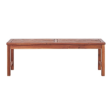 Forest Gate Olive Acacia Wood Outdoor Bench in Brown. View a larger version of this product image.