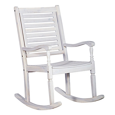 Forest Gate Eagleton Acacia Outdoor Deep Seated Rocking Chair in White. View a larger version of this product image.