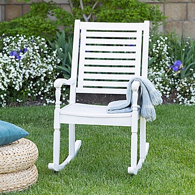 Forest Gate Eagleton Acacia Outdoor Deep Seated Rocking Chair in White. View a larger version of this product image.