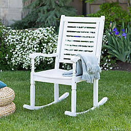 Forest Gate Eagleton Acacia Outdoor Deep Seated Rocking Chair in White