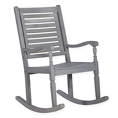 Forest Gate Eagleton Acacia Outdoor Deep Seated Rocking Chair in Grey Wash. View a larger version of this product image.