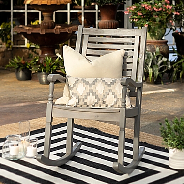Forest Gate Eagleton Acacia Outdoor Deep Seated Rocking Chair in Grey Wash. View a larger version of this product image.