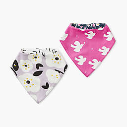 Tea Collection 2-Pack Reversible Cotton Bandana Bibs in Doves/Flowers