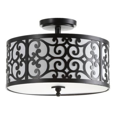 JONATHAN Y Katherine 15&quot; Metal LED Semi-Flush Mount in Oil Rubbed Bronze
