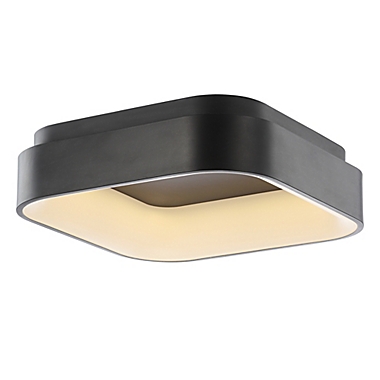 JONATHAN Y Rafael 17.7" Integrated LED  Metal Flush Mount Ceiling Light in Black. View a larger version of this product image.
