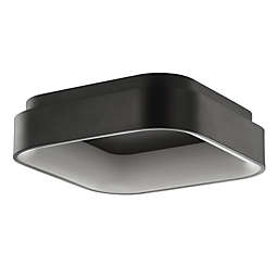 JONATHAN Y Rafael 17.7" Integrated LED  Metal Flush Mount Ceiling Light in Black