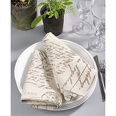 Saro Lifestyle Script Printed Napkins in Natural (Set of 4). View a larger version of this product image.