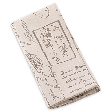 Saro Lifestyle Script Printed Napkins in Natural (Set of 4). View a larger version of this product image.