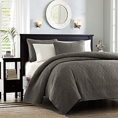 Madison Park Quebec 3-Piece Reversible Full/Queen Coverlet Set in Dark Grey. View a larger version of this product image.