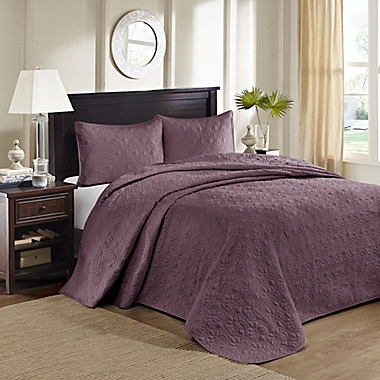 Madison Park Quebec 3-Piece Reversible Full/Queen Coverlet Set in Purple. View a larger version of this product image.
