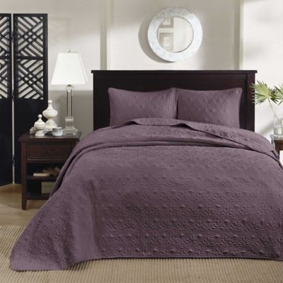 Madison Park Quebec 3-Piece Reversible King/California King Coverlet Set in Purple