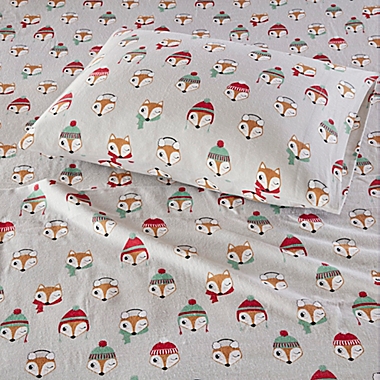 Intelligent Design Foxes Cozy Flannel Twin Sheet Set in Grey. View a larger version of this product image.