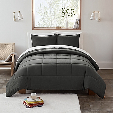 UGG&reg; Devon 2-Piece Twin/Twin XL Reversible Comforter Set in Charcoal. View a larger version of this product image.