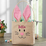 Bunny Face Personalized Burlap Easter Treat Bag in Pink