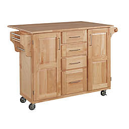 Home Styles Natural Wood Kitchen Cart with Breakfast Bar
