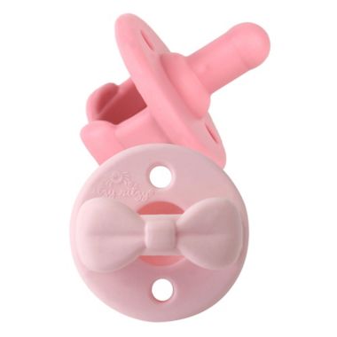 Itzy Ritzy&reg; Sweetie Soother&trade; 2-Pack Silicone Pacifier in Pink Bow. View a larger version of this product image.