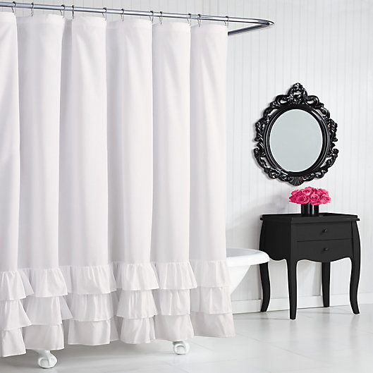Alternate image 1 for Betsey Johnson® Solid Ruffle Shower Curtain