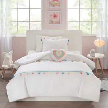 Mi Zone Kids Tessa Tassel Twin Comforter Set in White. View a larger version of this product image.