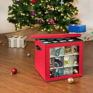 Honey-Can-Do&reg; Ornament Storage Cube in Red. View a larger version of this product image.