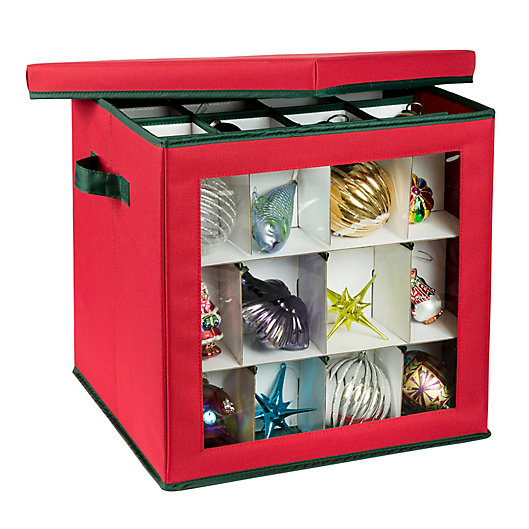 Alternate image 1 for Honey-Can-Do® Ornament Storage Cube in Red