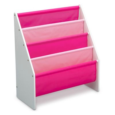 Delta Children Sling Book Rack Bookshelf in White/Pink