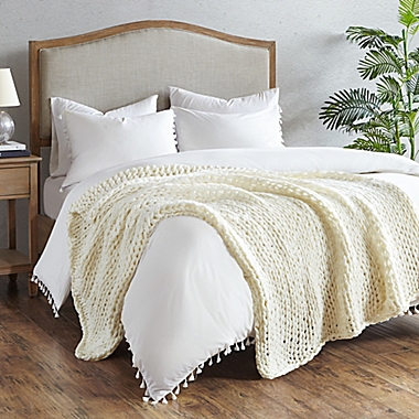 Madison Park Chunky Double Knit Throw Blanket in Ivory. View a larger version of this product image.