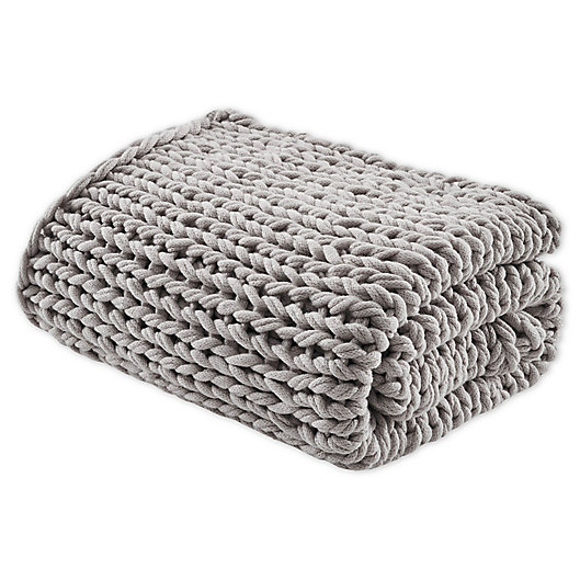Alternate image 1 for Madison Park Chunky Double Knit Throw Blanket in Grey