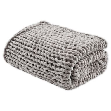 Madison Park Chunky Double Knit Throw Blanket in Grey. View a larger version of this product image.