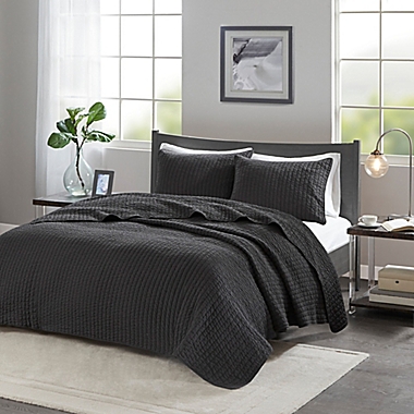 Madison Park Keaton 3-Piece King/California King Coverlet Set in Black. View a larger version of this product image.