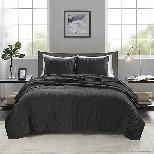 Alternate image 1 for Madison Park Keaton 2-Piece Twin/Twin XL Coverlet Set in Black