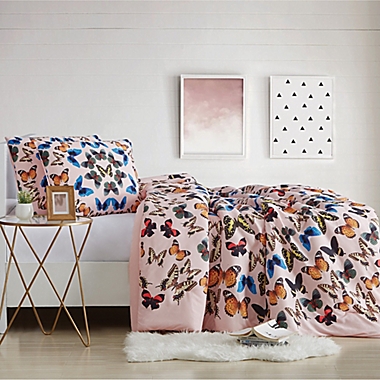 Christian Siriano Natural Wonder Butterflies Full/Queen Duvet Cover Set in Blush. View a larger version of this product image.