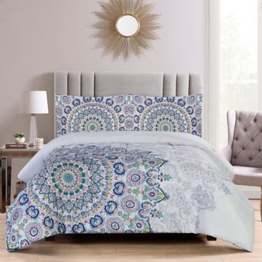 Heather Medallion Reversible Twin/Twin XL Duvet Cover Set in White. View a larger version of this product image.